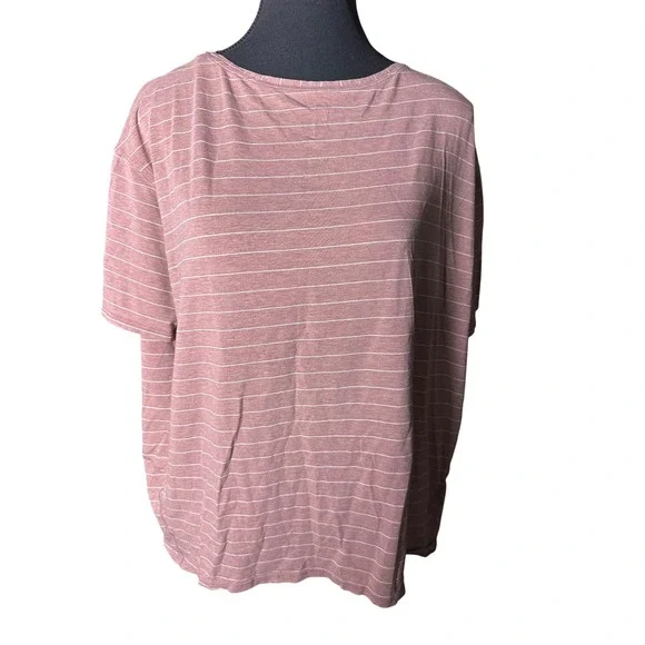 Lululemon Back In Action Short Sleeve Heathered Spiced Chai White Stripe T-Shirt - Picture 3 of 4